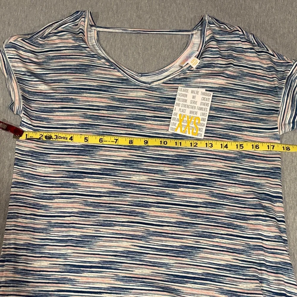 NWT LuLaRoe Blue and Pink Wave Pattern Long Dress - Short Sleeve - Macy Style - Picture 8 of 10